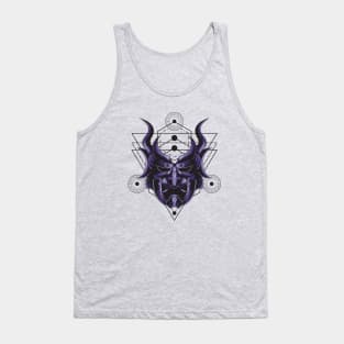 Asian Anime Japanese Drawing Purple Geometry Head Tank Top